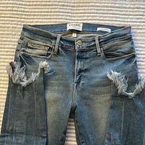 Frame Denim Blue Boyfriend Jeans Distressed